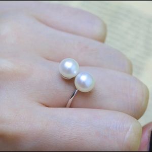 925 sterling silver freshwater real pearl ring